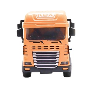 ماشین تریلی فلزی موزیکال با چراغ روشن و کانکس بازشو رنگ نارنجی_اسباب بازی ماشین