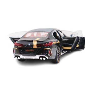 ماشین فلزی BMW موزیکال با چراغ، کمک‌ فنر و درب‌ های بازشو رنگ مشکی_اسباب بازی ماشین