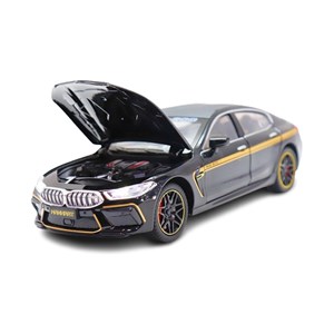 ماشین فلزی BMW موزیکال با چراغ، کمک‌ فنر و درب‌ های بازشو رنگ مشکی_اسباب بازی ماشین