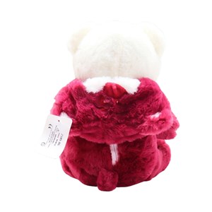 عروسک پولیشی اورجینال خرس کلاه دار سرخابی 26 سانتی_اسباب بازی عروسک دخترانه