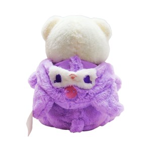 عروسک پولیشی اورجینال خرس کلاه دار بنفش 26 سانتی_اسباب بازی عروسک دخترانه