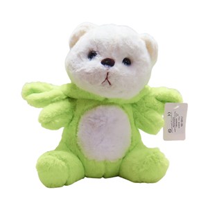 عروسک پولیشی اورجینال خرس کلاه دار سبز 26 سانتی_اسباب بازی عروسک دخترانه