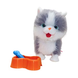 عروسک رباتیک گربه پشمالو موزیکال سنسور دار با دسته ی کنترلی رنگ طوسی مدل 5535_عروسک رباتیک