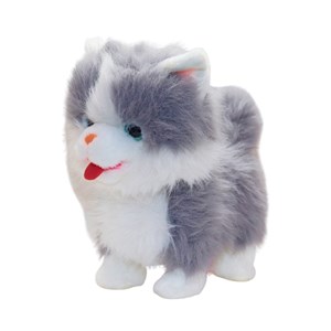 عروسک رباتیک گربه پشمالو موزیکال سنسور دار با دسته ی کنترلی رنگ طوسی مدل 5535_عروسک رباتیک