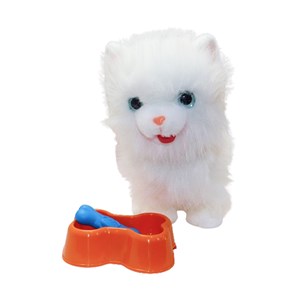 عروسک رباتیک گربه پشمالو موزیکال سنسور دار با دسته ی کنترلی رنگ سفید مدل 5535_عروسک رباتیک