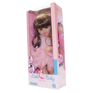 عروسک سیلیکونی دختر بچه 50 سانتی سخنگو با پیراهن صورتی_اسباب بازی عروسک دخترانه