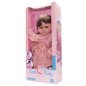 عروسک سیلیکونی دختر بچه 50 سانتی سخنگو با کلاه صورتی_اسباب بازی عروسک دخترانه