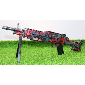 تفنگ اسباب‌ بازی شارژی تیر ژله‌ ای دو حالته با دوربین رنگ قرمز مدل M249 554B_اسباب بازی تفنگ