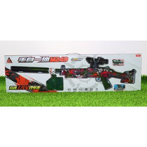 تفنگ اسباب‌ بازی شارژی تیر ژله‌ ای دو حالته با دوربین رنگ قرمز مدل M249 554B_اسباب بازی تفنگ