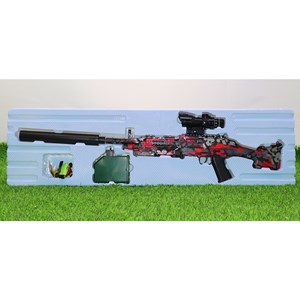 تفنگ اسباب‌ بازی شارژی تیر ژله‌ ای دو حالته با دوربین رنگ قرمز مدل M249 554B_اسباب بازی تفنگ