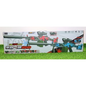 تفنگ اسباب‌ بازی شارژی تیر ژله‌ ای دو حالته با دوربین رنگ قرمز مدل M249 554B_اسباب بازی تفنگ
