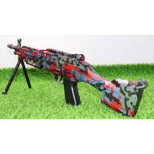 تفنگ اسباب‌ بازی شارژی تیر ژله‌ ای دو حالته با دوربین رنگ قرمز مدل M249 554B_اسباب بازی تفنگ