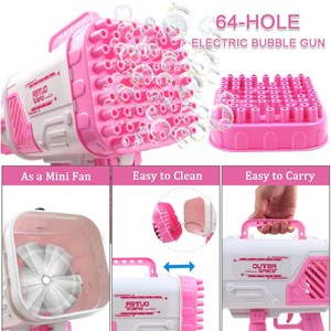 تفنگ اسباب بازی حباب ساز شارژی چراغ دار با 64 سوراخ مدل Rocket Bubble Gun_اسباب بازی تفنگ