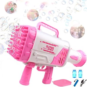 تفنگ اسباب بازی حباب ساز شارژی چراغ دار با 64 سوراخ مدل Rocket Bubble Gun_اسباب بازی تفنگ
