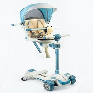 اسکوتر تعادلی کالسکه ای سه چرخ چراغدار و موزیکال مدل ms-113 رنگ آبی