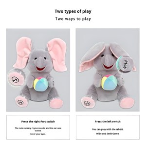 عروسک پولیشی فیل موزیکال با گوش متحرک مدل 5948