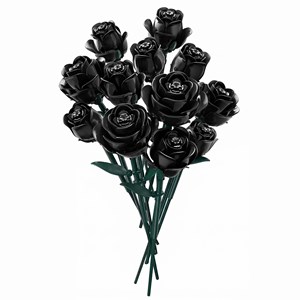 لگو دسته گل رز مشکی 12 شاخه مدل 2124